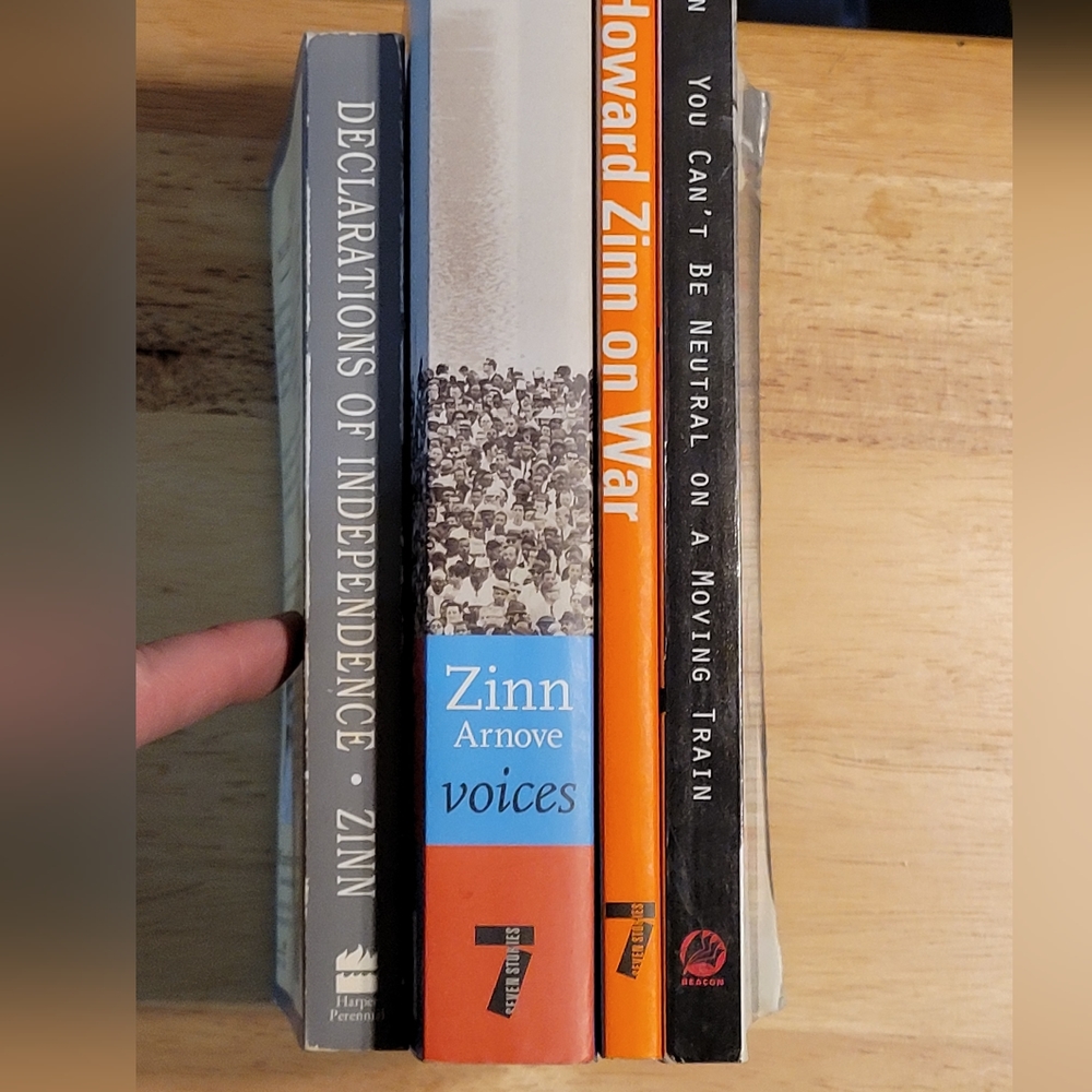 Howard Zinn lot of 4 PB Books: Declaration, On War, You Can't Be Neutral,Voices